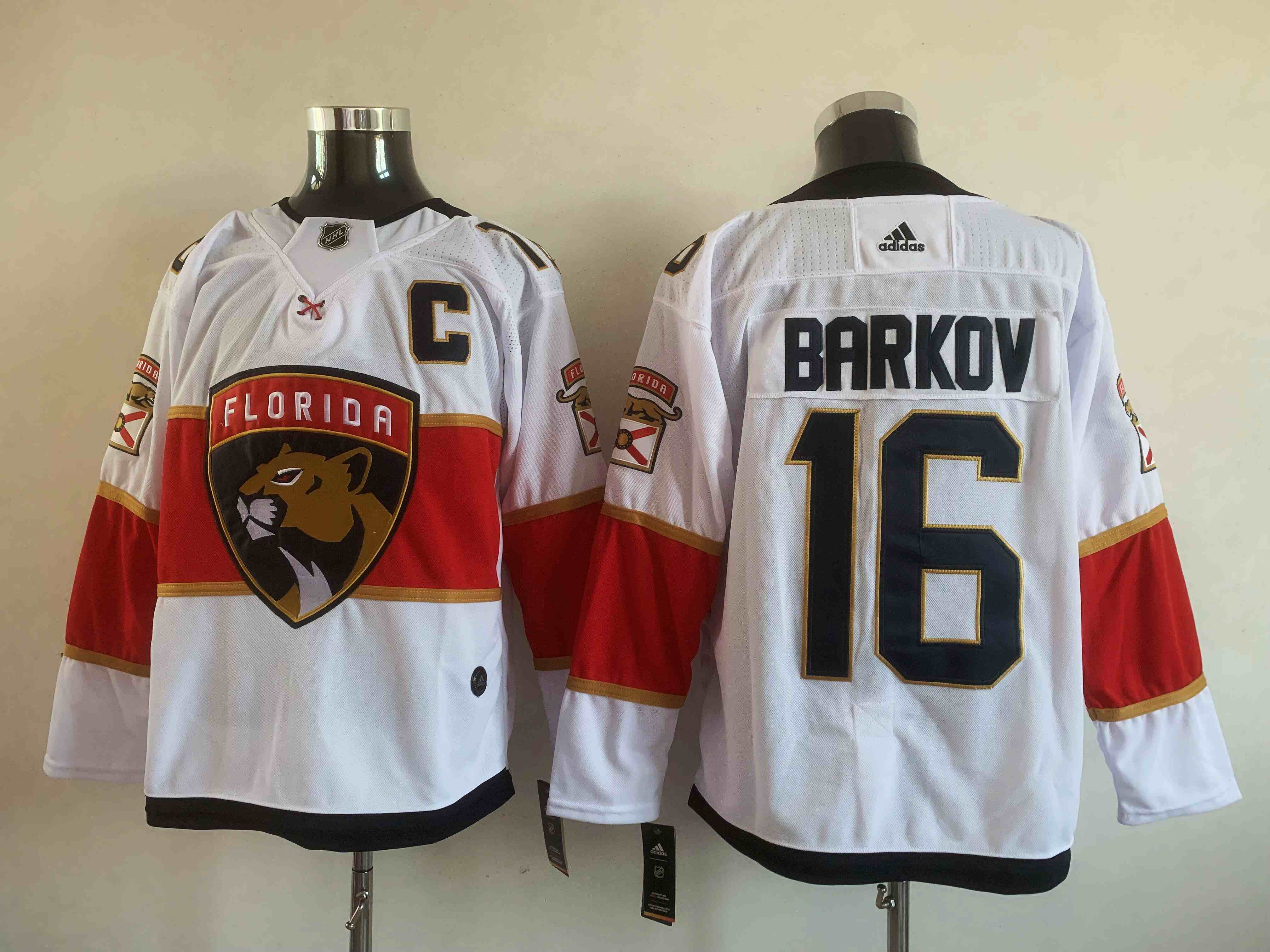 Men's Florida Panthers #16 Aleksander Barkov White Stitched Jersey