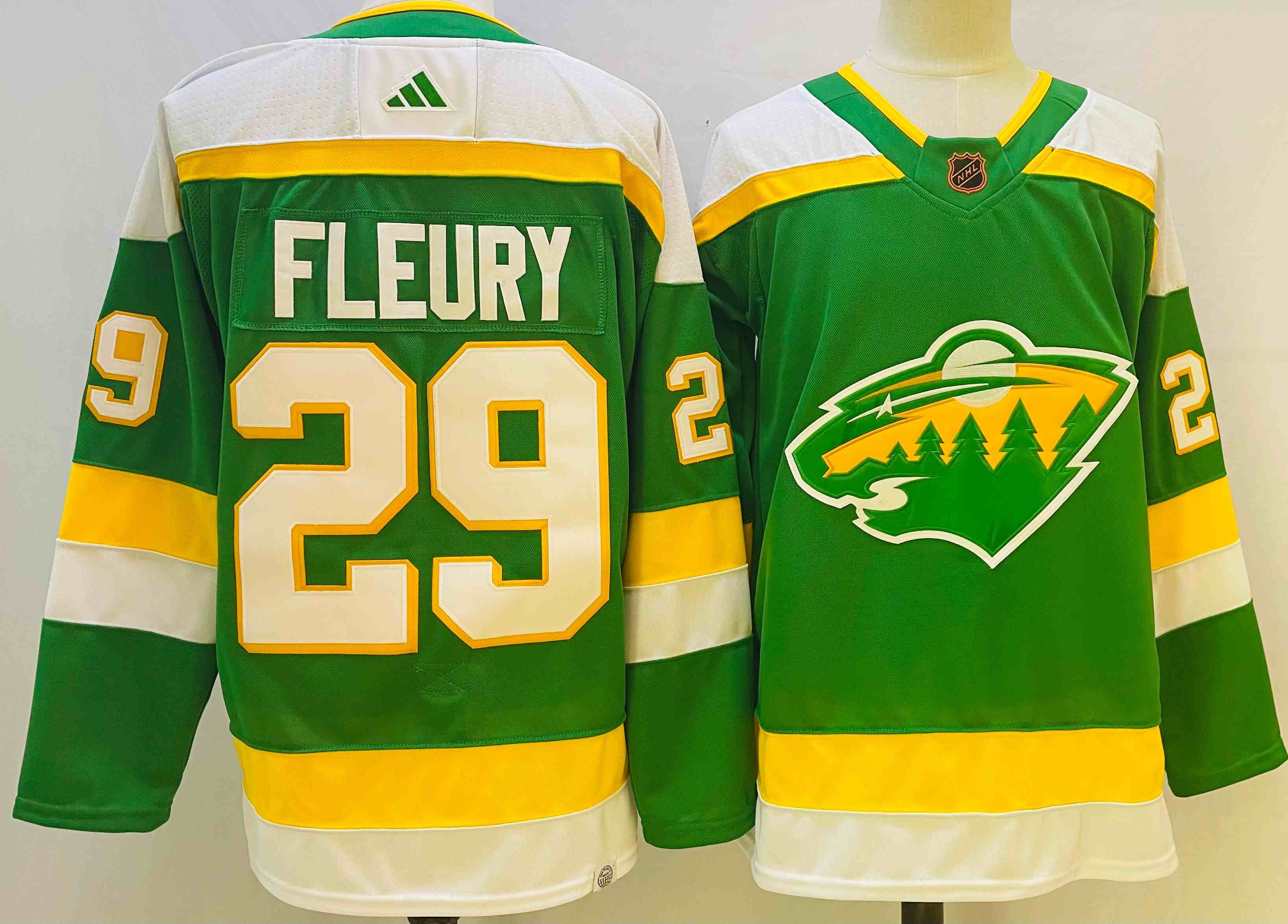 Men's Minnesota Wild #29 Marc-Andre Fleury Green 2022-23 Reverse Retro Stitched Jersey