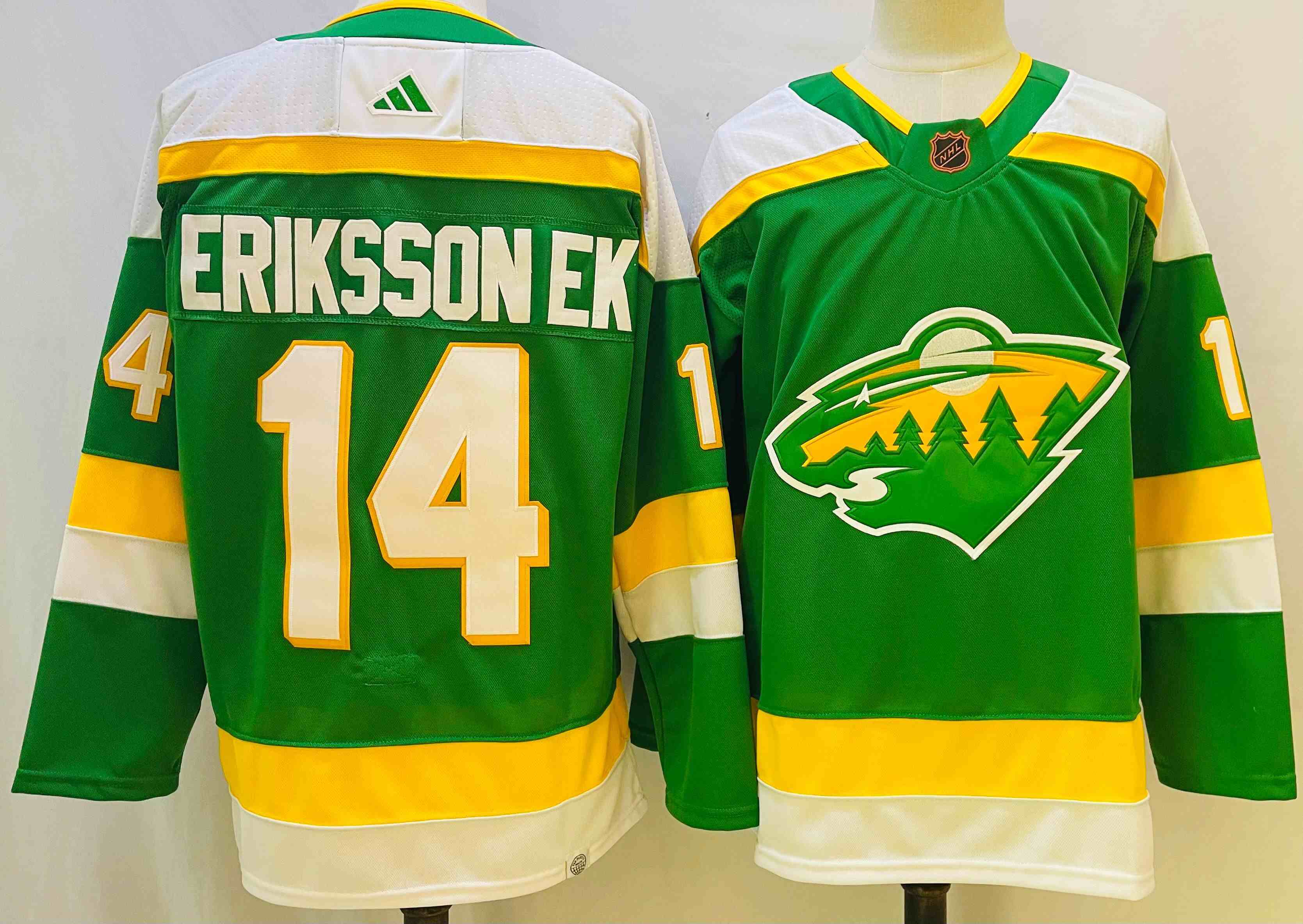 Men's Minnesota Wild #14 Joel Eriksson Ek Green 2022-23 Reverse Retro Stitched Jersey