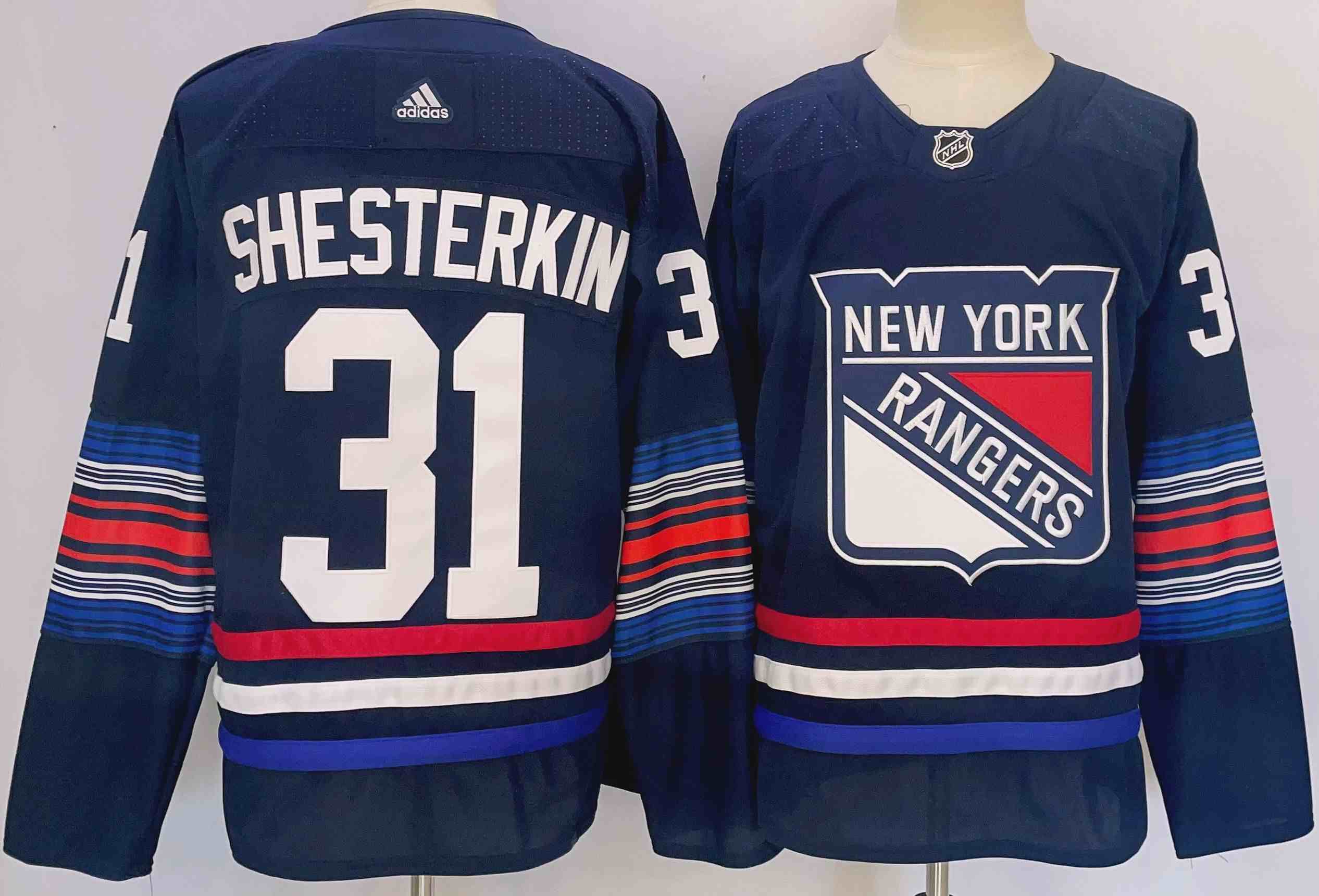 Men's New York Rangers #31 Igor Shesterkin Navy Stitched Jersey