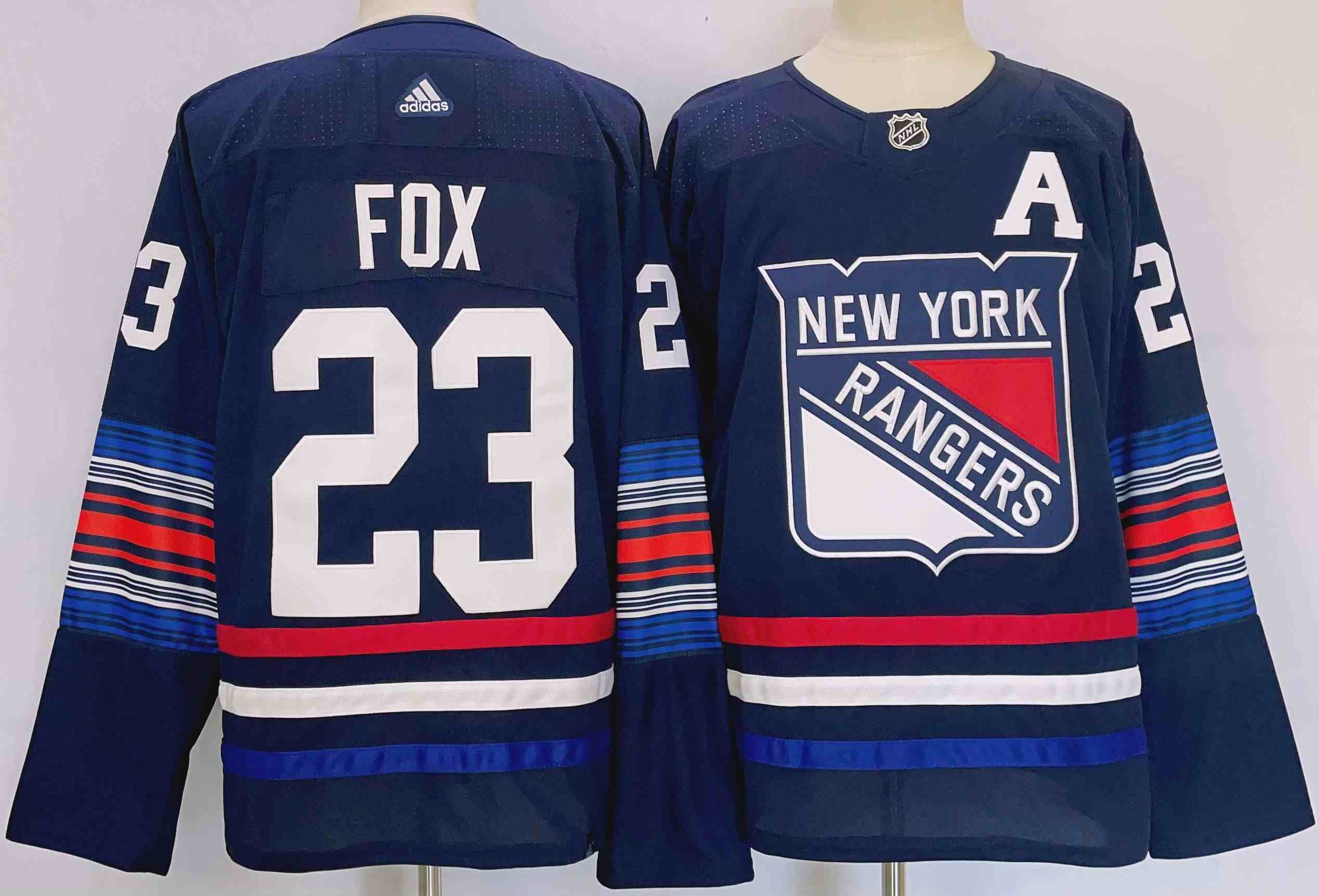 Men's New York Rangers #23 Adam Fox Navy Stitched Jersey