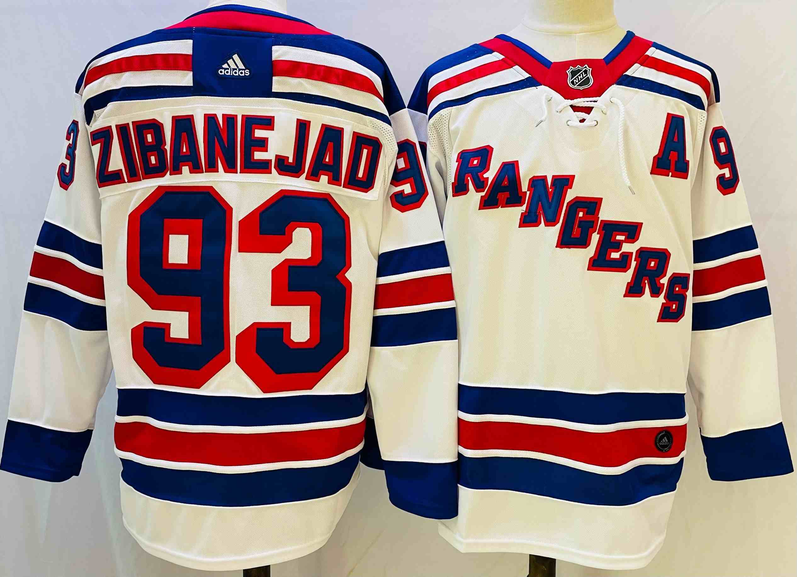 Men's New York Rangers #93 Mika Zibanejad White Stitched Jersey