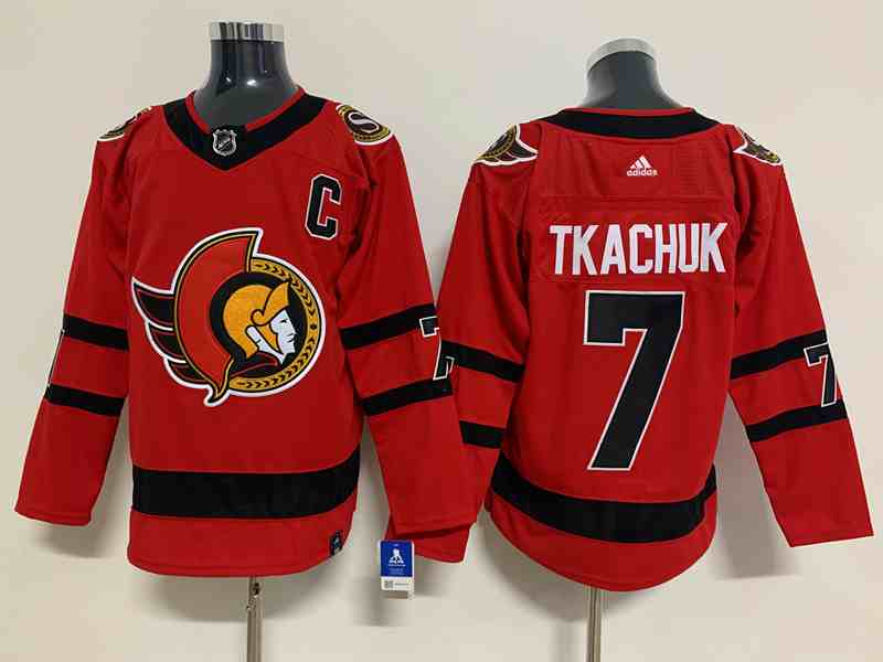 Mens Nhl Ottawa Senators #7 Brady Tkachuk Red 2021 Reverse Retro Alternate Adidas Jersey