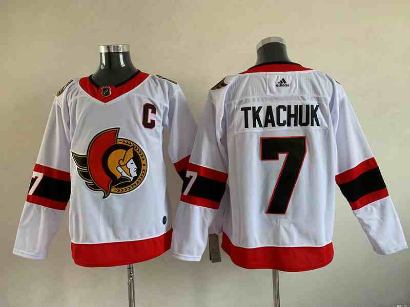 Mens Nhl Ottawa Senators #7 Brady Tkachuk White 2021 Reverse Retro Alternate Adidas Jersey