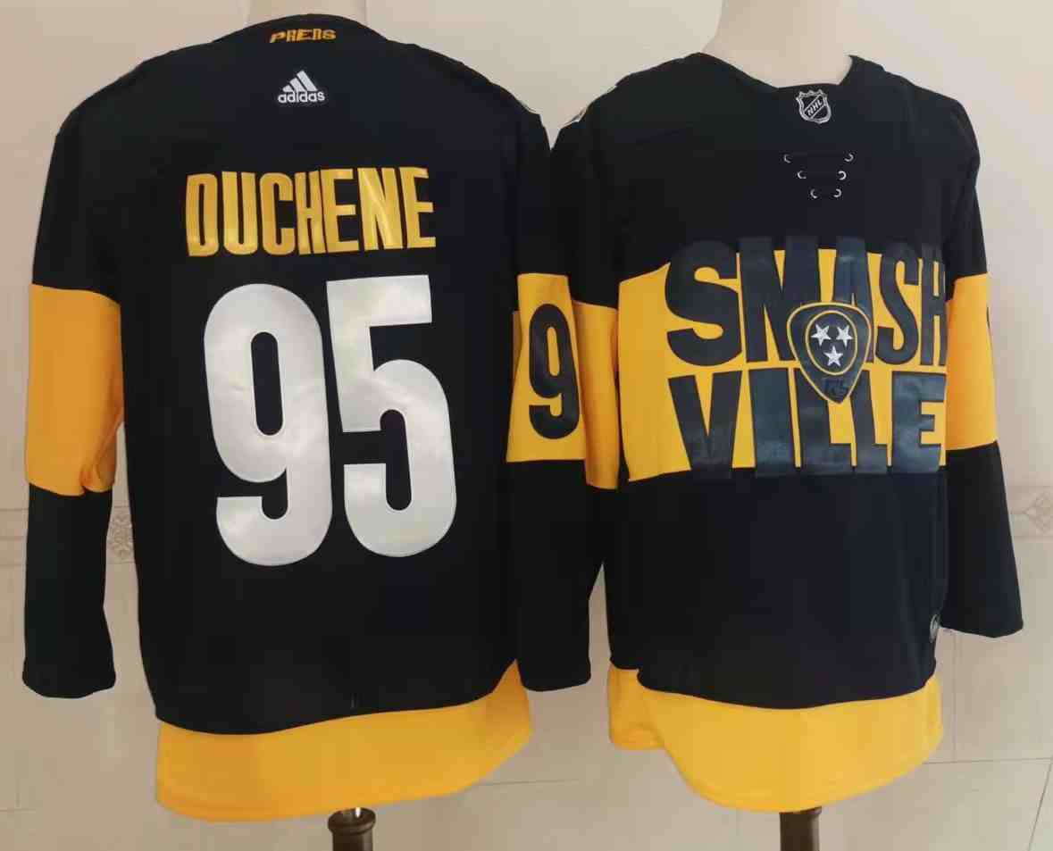 Mens Nhl Nashville Predators #95 Matt Duchene Black Smash Ville Adidas Jersey