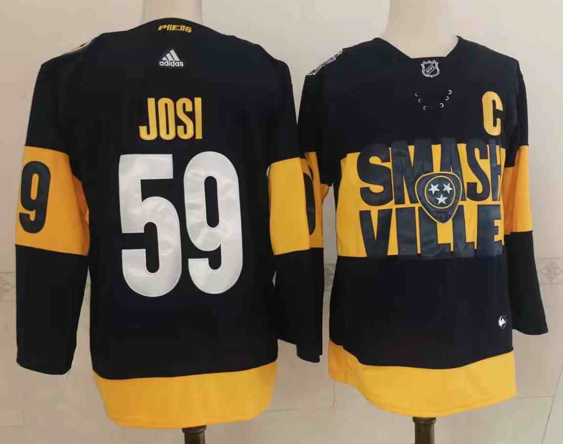 Mens Nhl Nashville Predators #59 Roman Josi Black Smash Ville Adidas Jersey