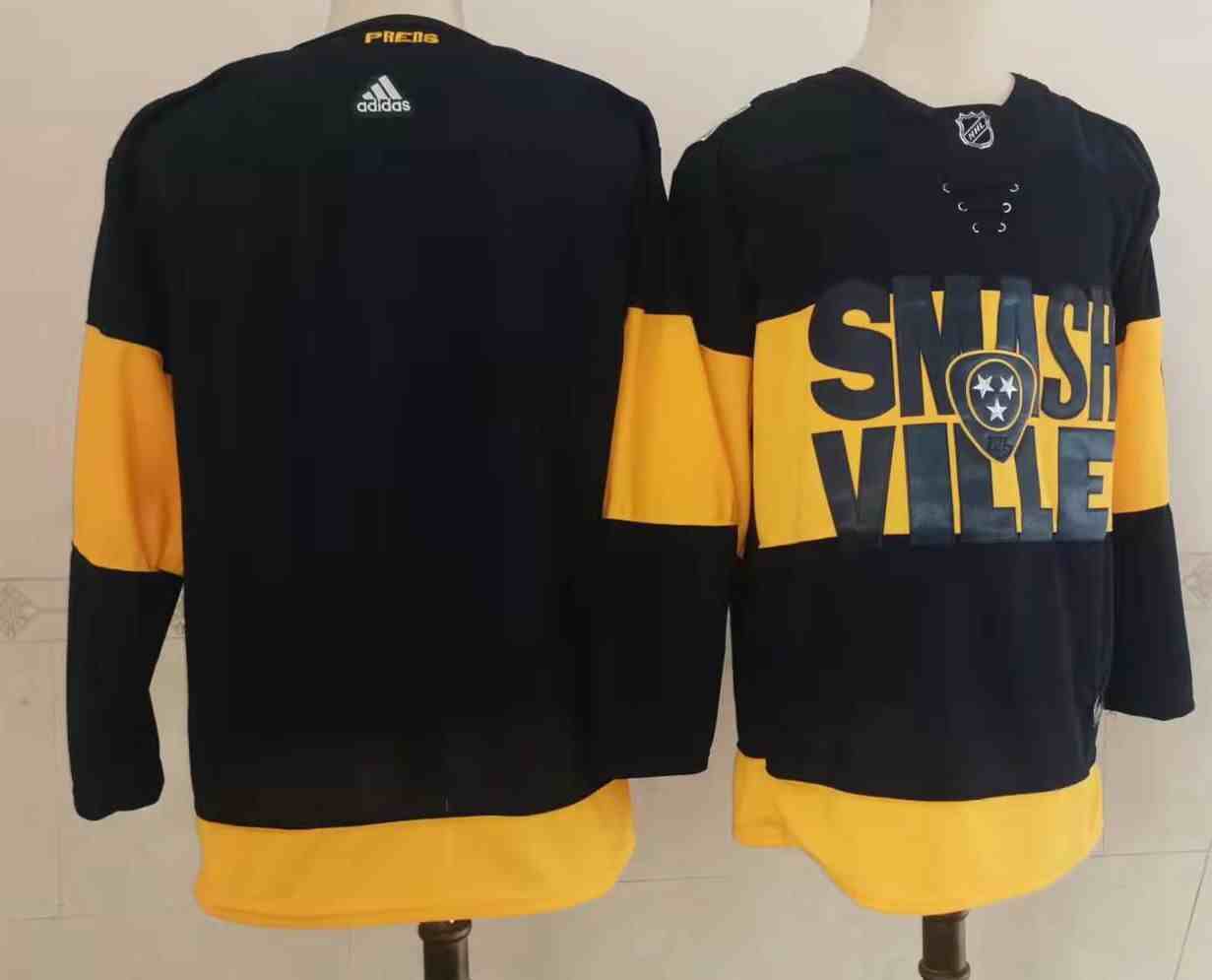 Mens Nhl Nashville Predators Blank Black Smash Ville Adidas Jersey