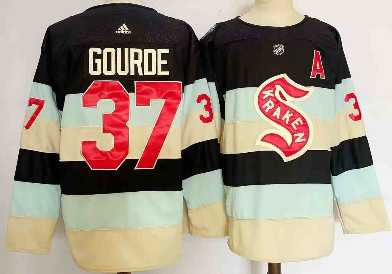 Men's Seattle Kraken #37 Yanni Gourde Deep Sea Blue 2024 Winter Classic Primegreen Stitched Jersey