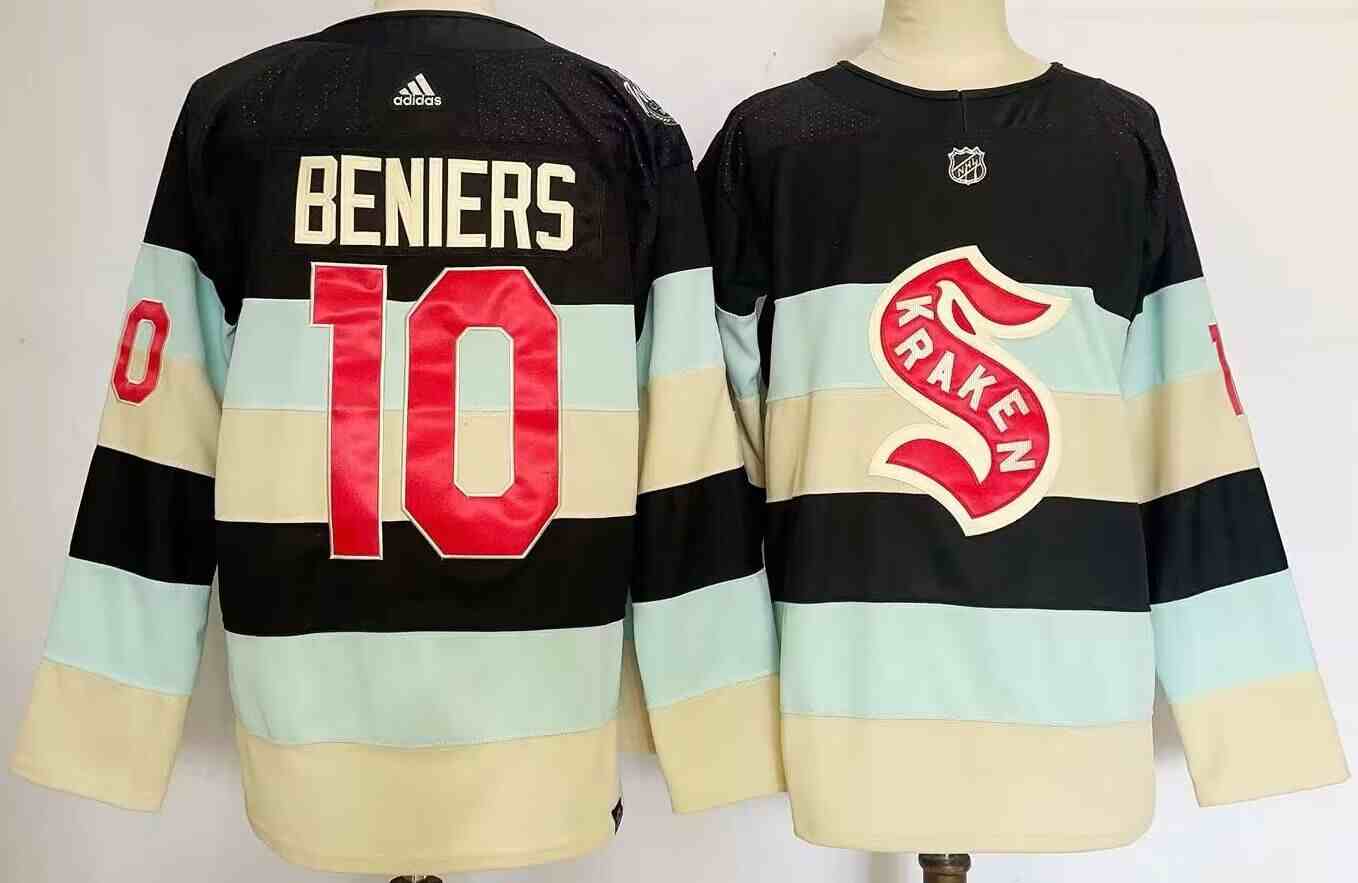 Men's Seattle Kraken #10 Matty Beniers Deep Sea Blue 2024 Winter Classic Primegreen Stitched Jersey