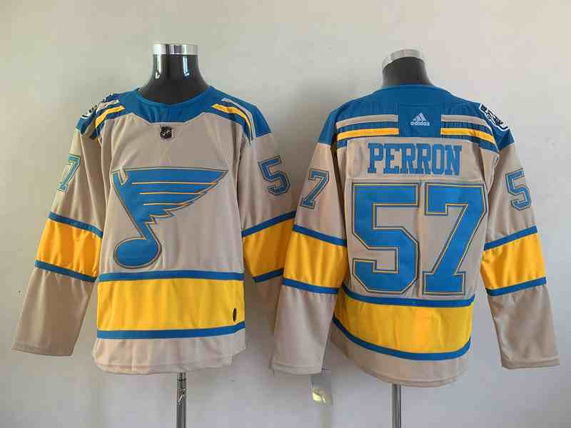 Mens Nhl St.louis Blues #57 David Perron Cream 2022 Winter Classic Authentic Player Adidas Jersey
