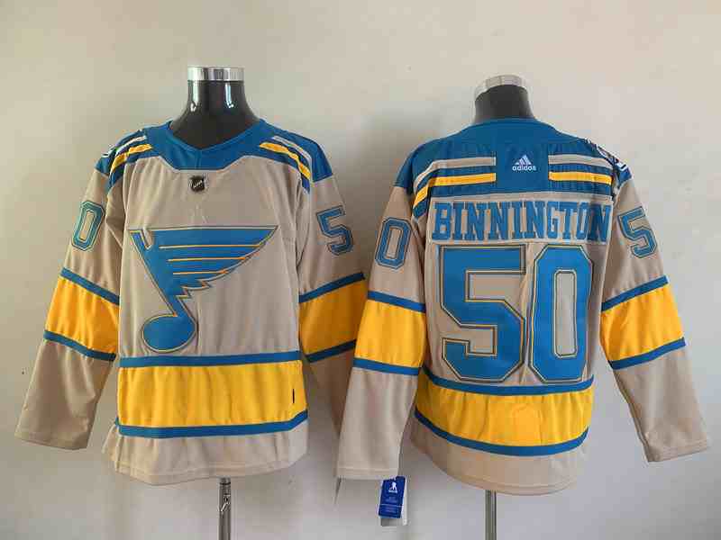 Mens Nhl St.louis Blues #50 Jordan Binnington Cream 2022 Winter Classic Authentic Player Adidas Jersey