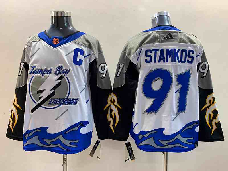 Men's Tampa Bay Lightning #91 Steven Stamkos White 2022 Reverse Retro Stitched Jersey