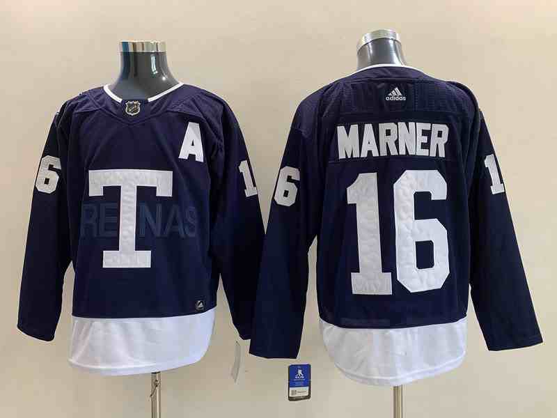 Men's Toronto Maple Leafs #16 Mitchell Marner 2022 Heritage Classic Navy Stitched Jersey