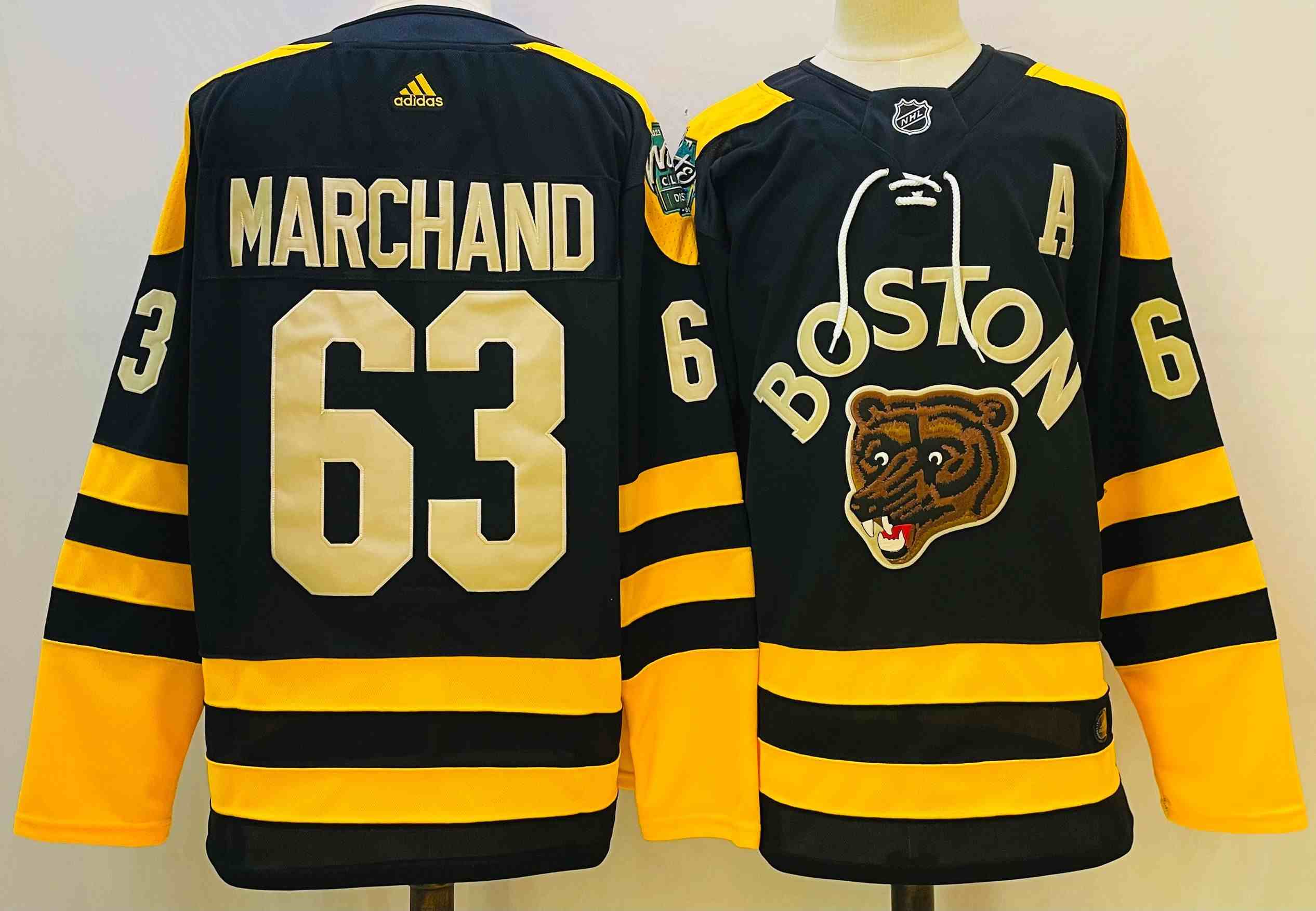 Mens Nhl Boston Bruins #63 Brad Marchand Black 2023 Winter Classic Adidas Jersey