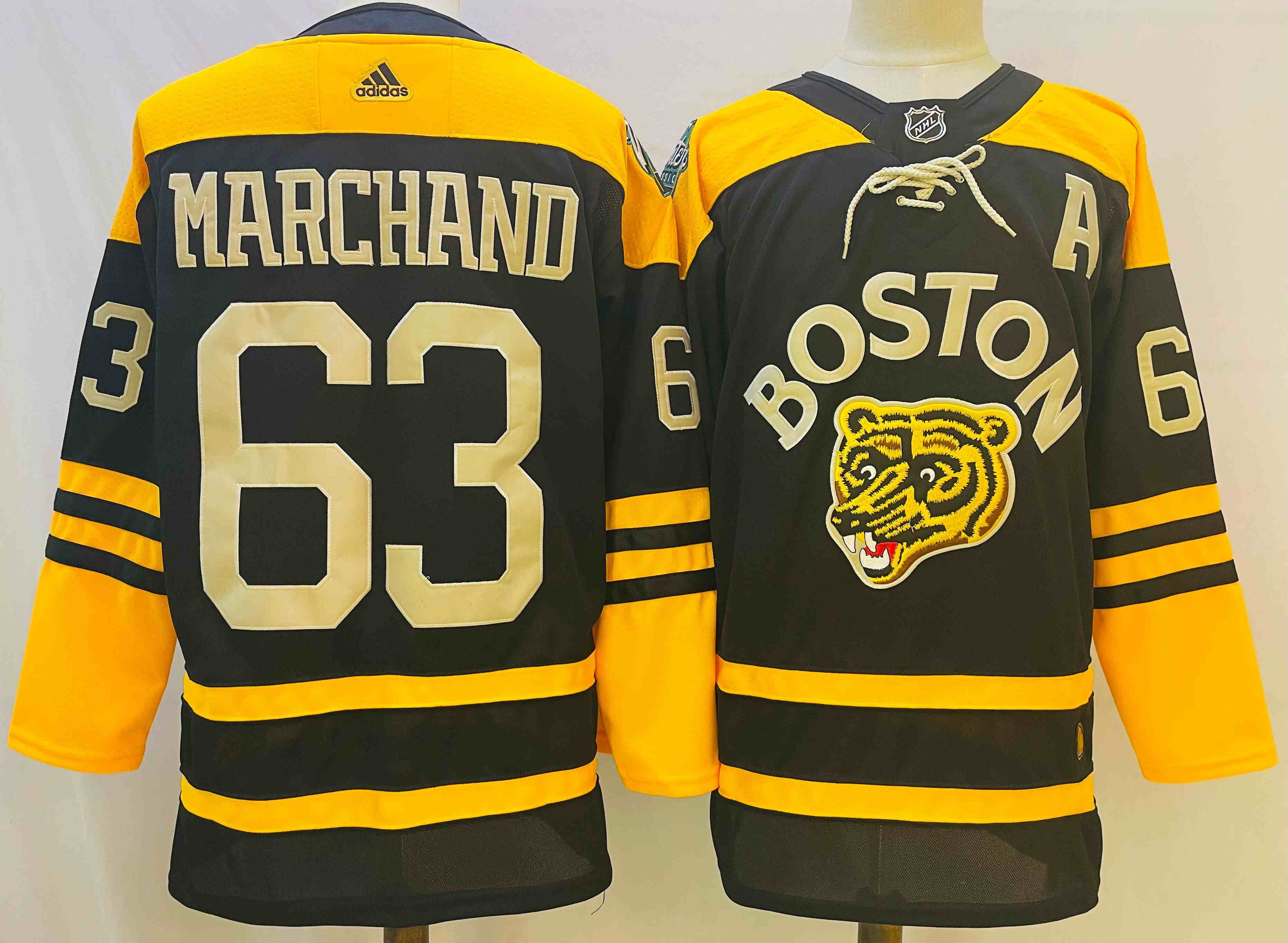 Mens Nhl Boston Bruins 63 Brad Marchand Black 2023 Winter Classic Adidas Jersey