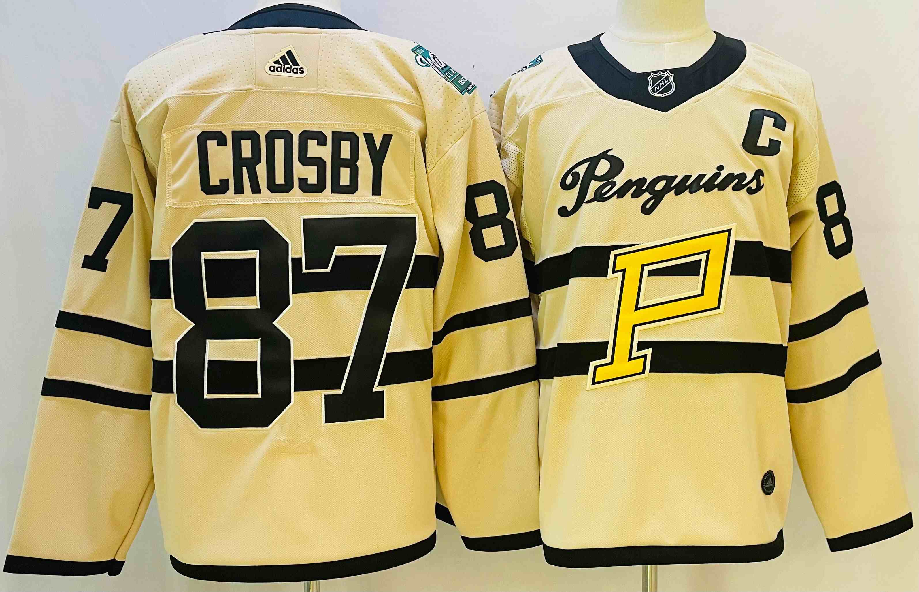 Men's Pittsburgh Penguins #87 Sidney Crosby Cream 2023 Winter Classic Stitched Jersey