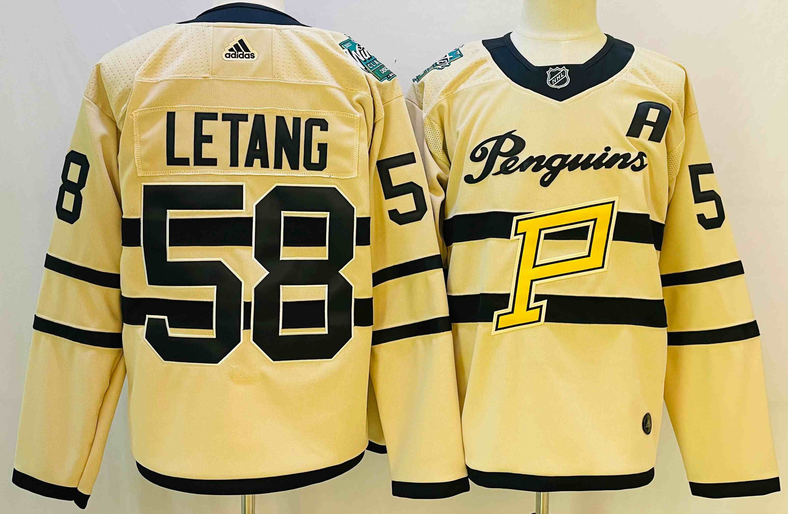 Men's Pittsburgh Penguins #58 Kris Letang Cream 2023 Winter Classic Stitched Jersey