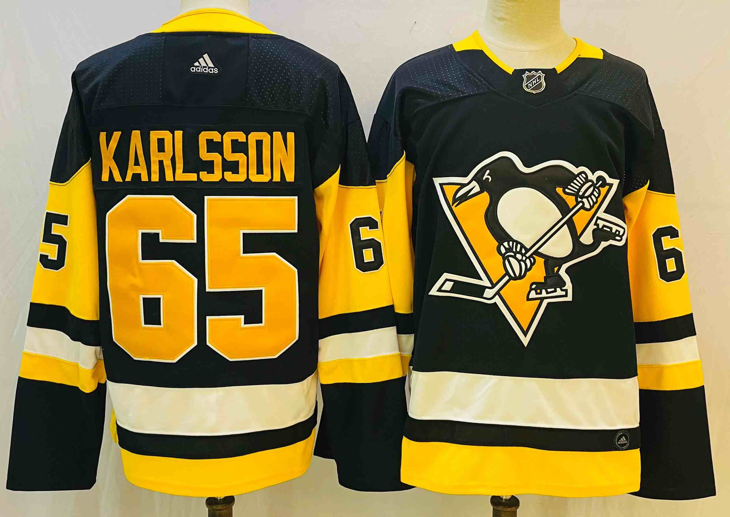 Men's Pittsburgh Penguins #65 Erik Karlsson Black Stitched Jersey