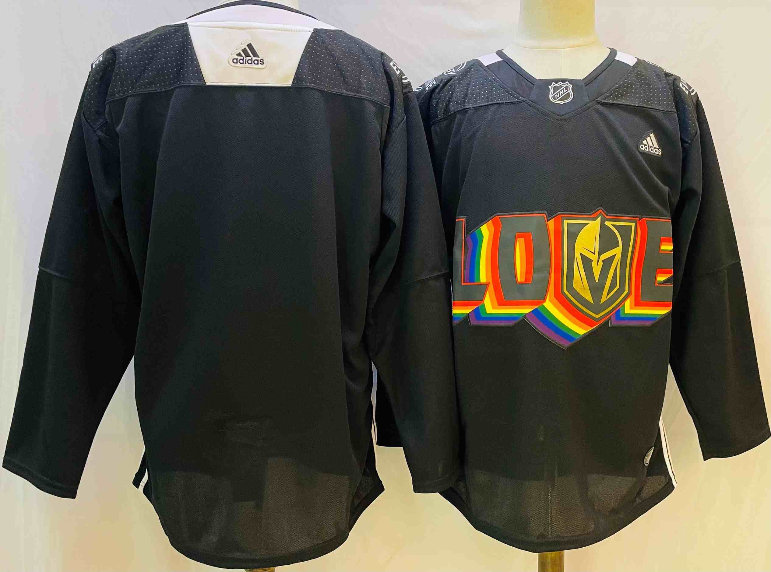 Mens Nhl Vegas Golden Knights Blank Black Fashion Love Adidas Jersey