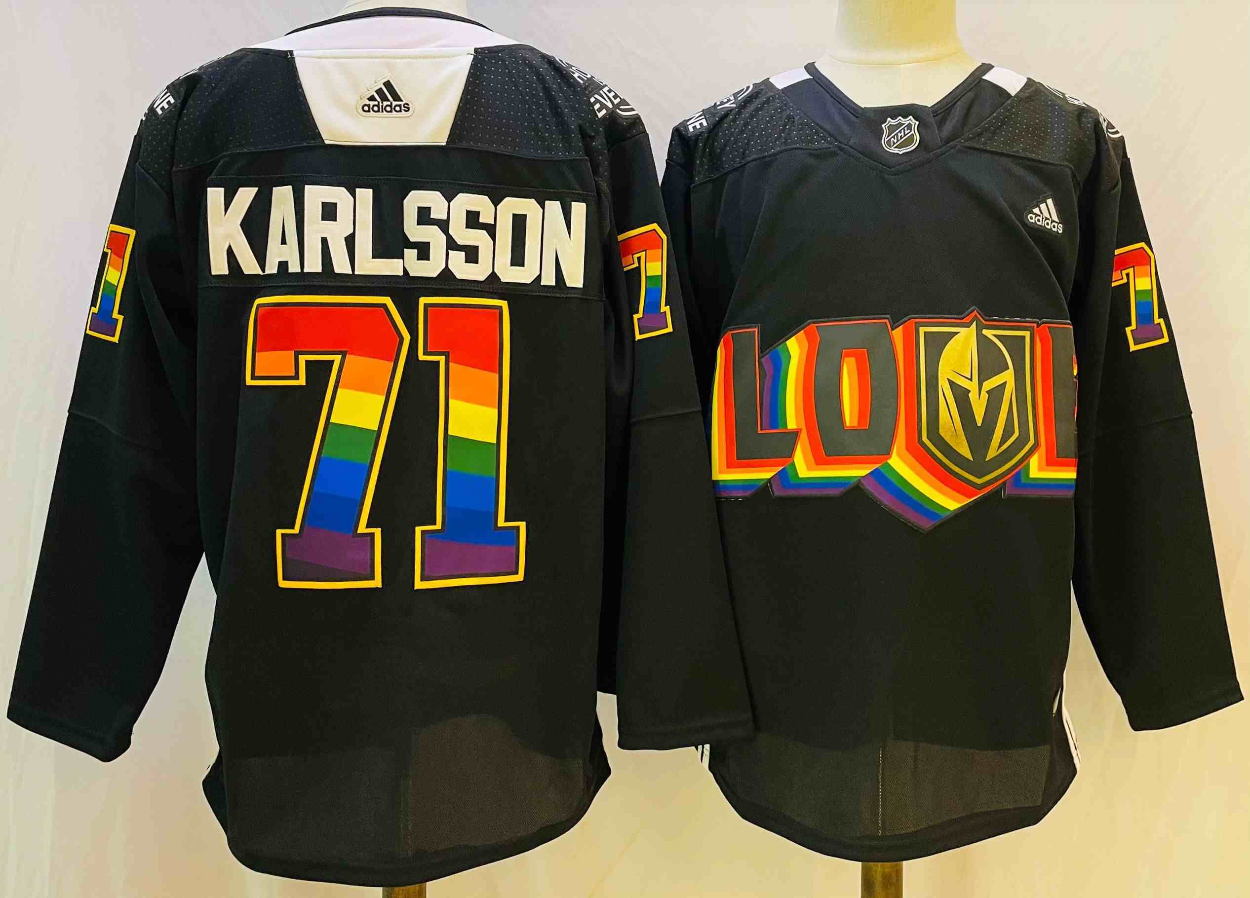 Mens Nhl Vegas Golden Knights #71 William Karlsson Black Fashion Love Adidas Jersey