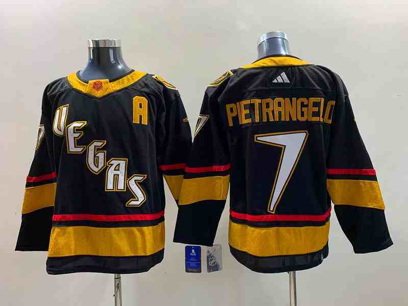 Mens Nhl Vegas Golden Knights #7 Alex Pietrangelo Black 2022-23 Reverse Retro Alternate Adidas Jersey