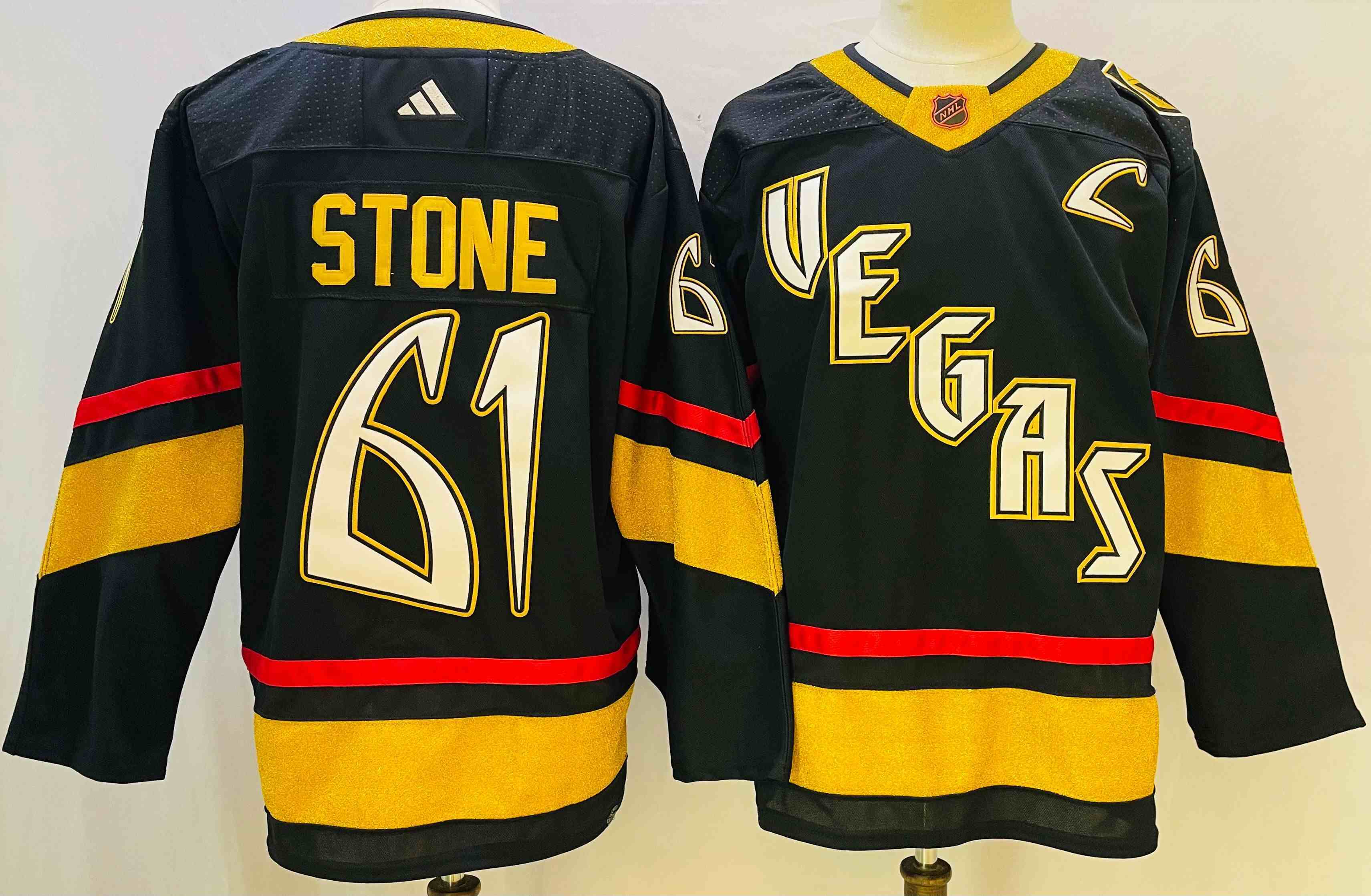 Mens Nhl Vegas Golden Knights #61 Mark Stone Black 2022-23 Reverse Retro Alternate Adidas Jersey