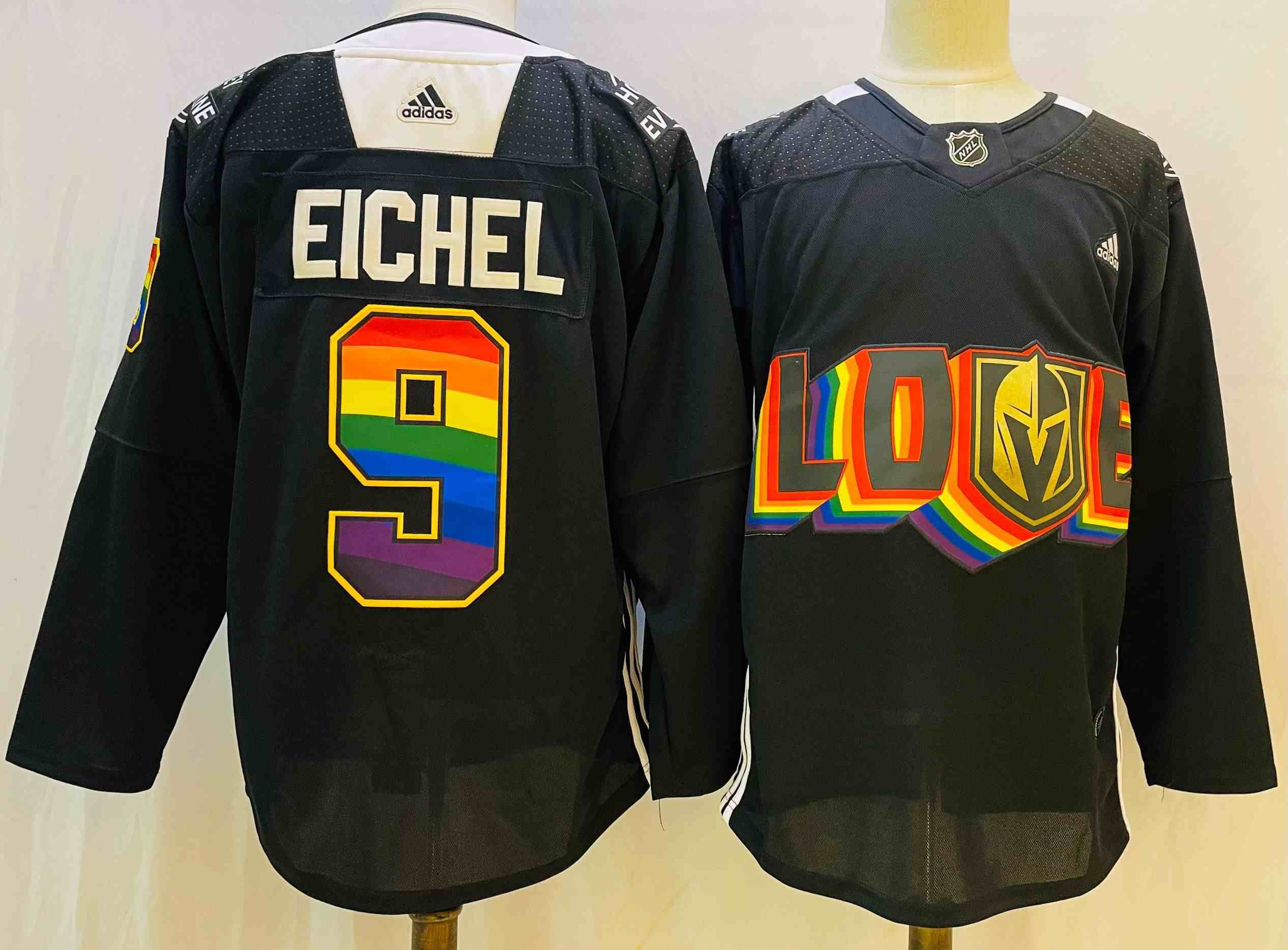 Mens Nhl Vegas Golden Knights #9 Jack Eichel Black Fashion Love Adidas Jersey