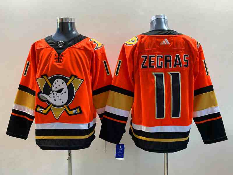 Men's Anaheim Ducks #11 Trevor Zegras Orange Stitched Jersey