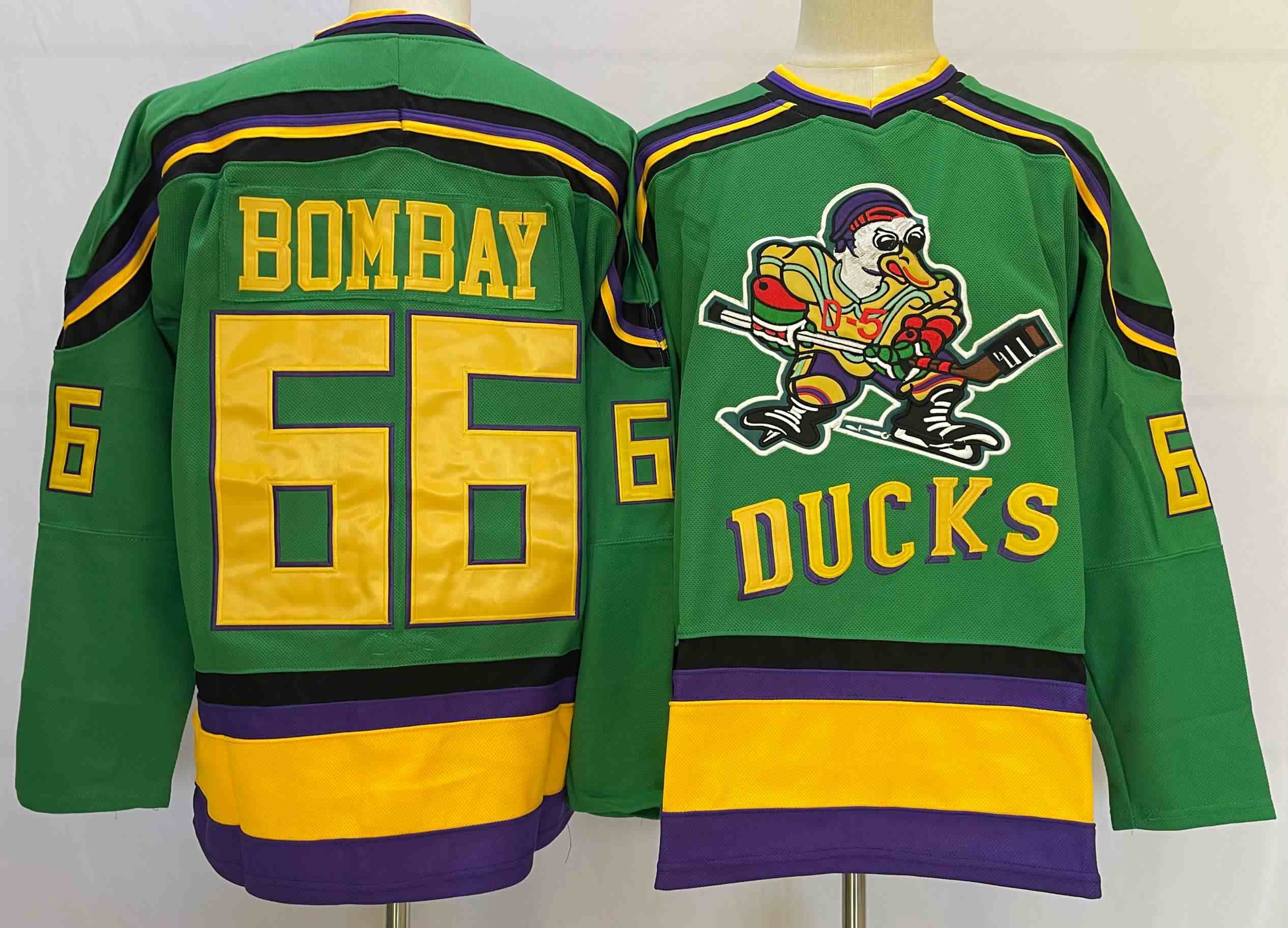 Mens Nhl Anaheim Mighty Ducks #66 Bombay Green Movie Jersey
