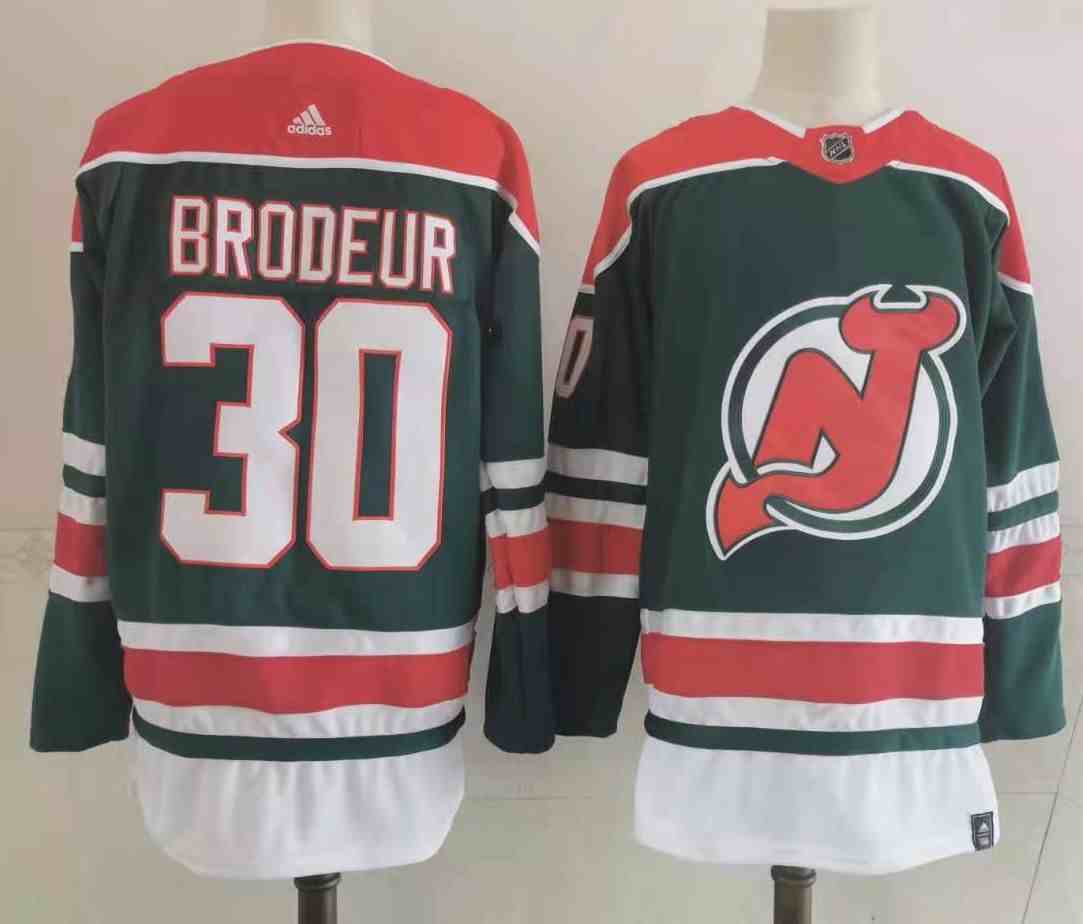 Mens Nhl New Jersey Devils #30 Martin Brodeur Green 2021 Reverse Retro Alternate Adidas Jersey
