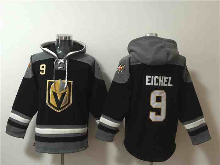 Men's Vegas Golden Knights #9 Jack Eichel Black Ageless Must-Have Lace-Up Pullover Hoodie
