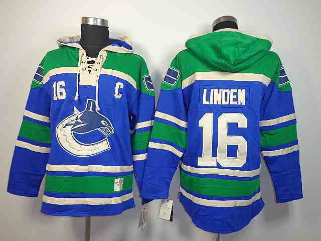 Canucks 16 Linden Blue Hooded Jerseys