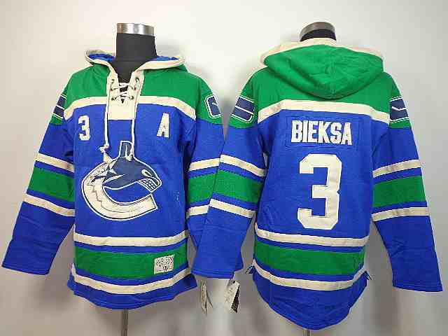 Canucks 3 Bieksa Blue Hooded Jerseys