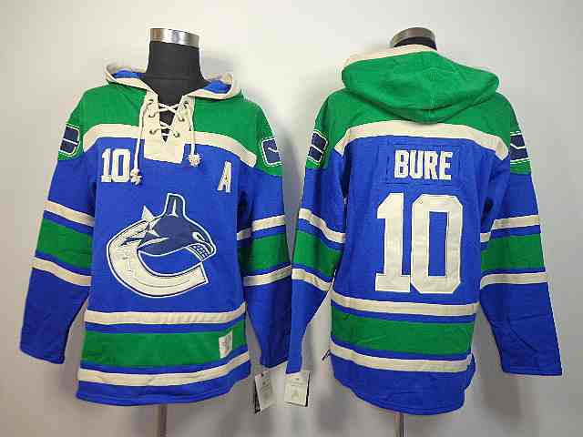 Canucks 10 Bure Blue Hooded Jerseys