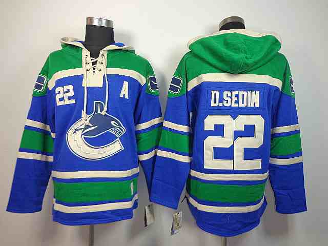 Canucks 22 D.Sedin Blue Hooded Jerseys