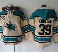 San Jose Sharks #39 Logan Couture Cream Sawyer Hooded Sweatshirt Stitched NHL Jersey