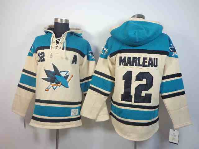 NHL Sharks 12 Marleau Cream Hoodies