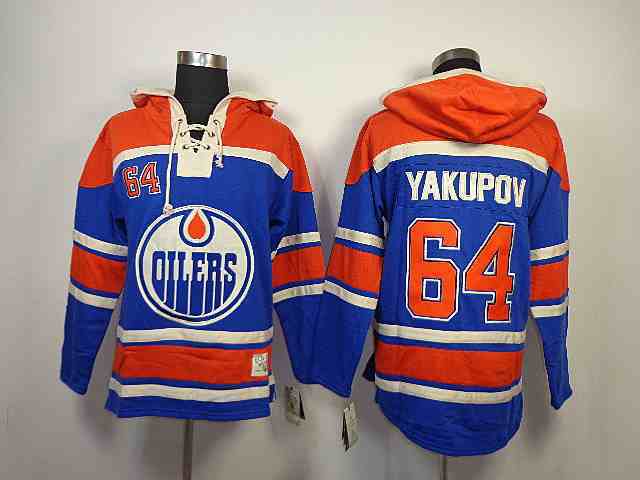 Oilers 64 Yakupov Blue Hooded Jerseys