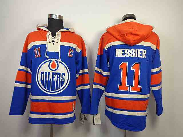 Oilers 11 Messiek Blue Hooded Jerseys