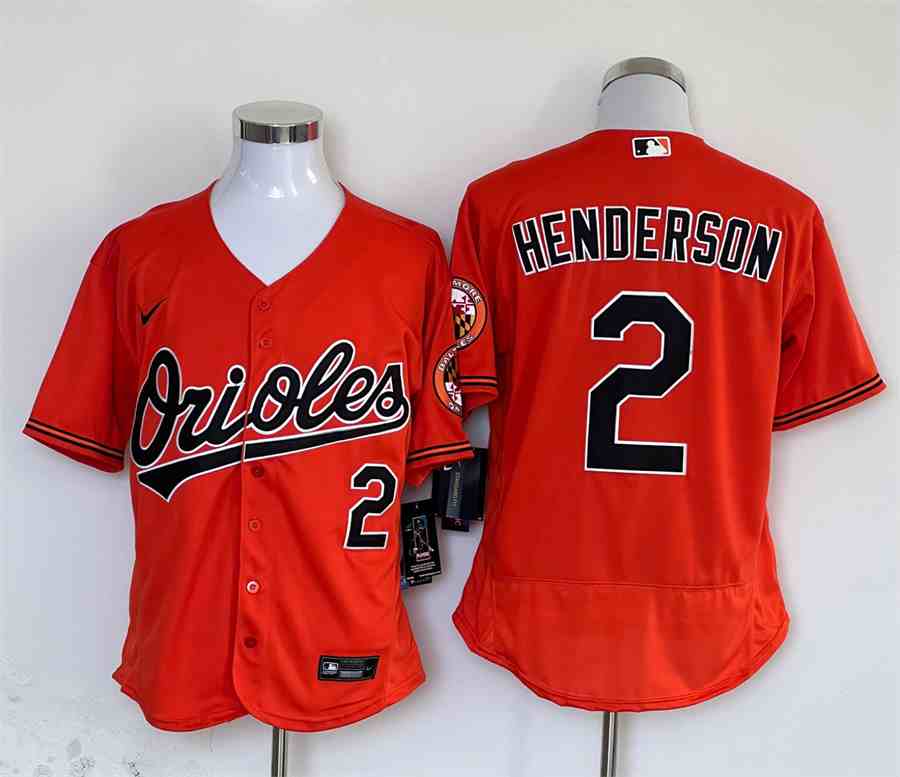 Men's Baltimore Orioles #2 Gunnar Henderson Orange Flex Base Stitched Baseball Jersey