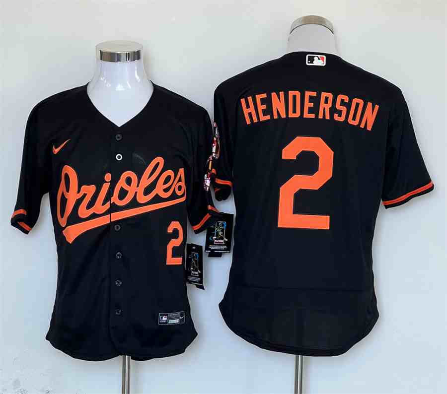 Men's Baltimore Orioles #2 Gunnar Henderson Black Flex Base Stitched Baseball Jersey