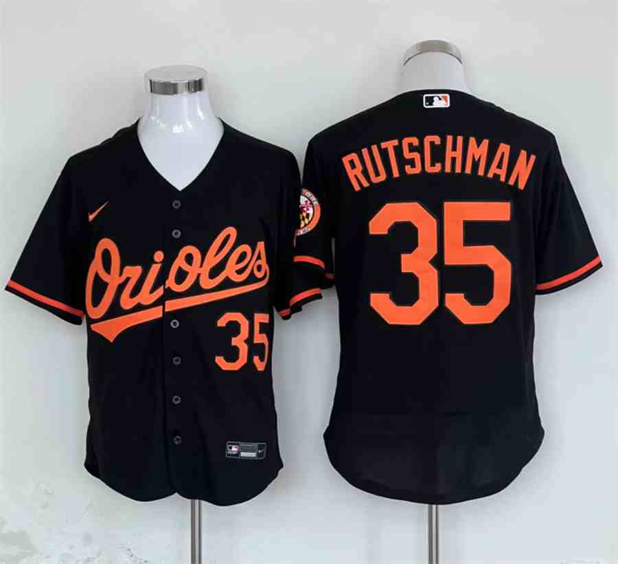 Men's Baltimore Orioles #35 Adley Rutschman Black Flex Base Stitched Baseball Jersey