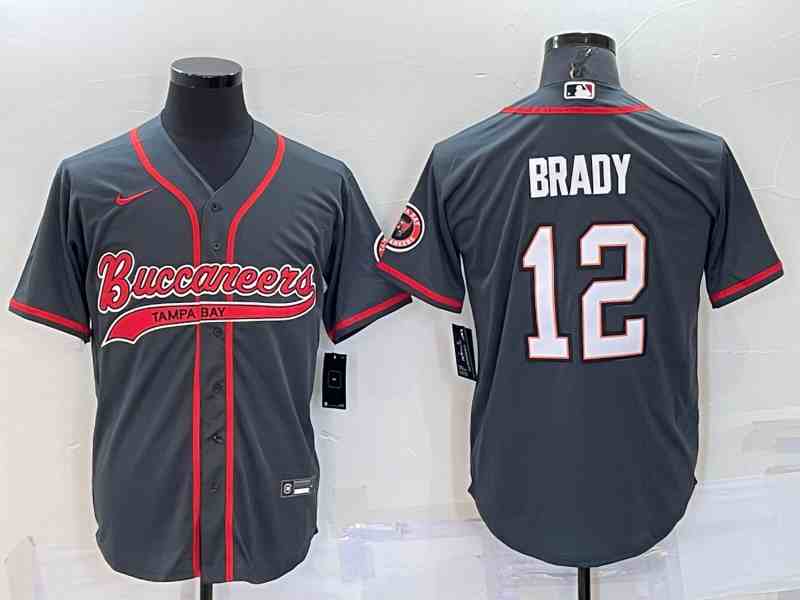 Men's Tampa Bay Buccaneers #12 Tom Brady Grey Stitched Cool Base Nike Baseball Jersey