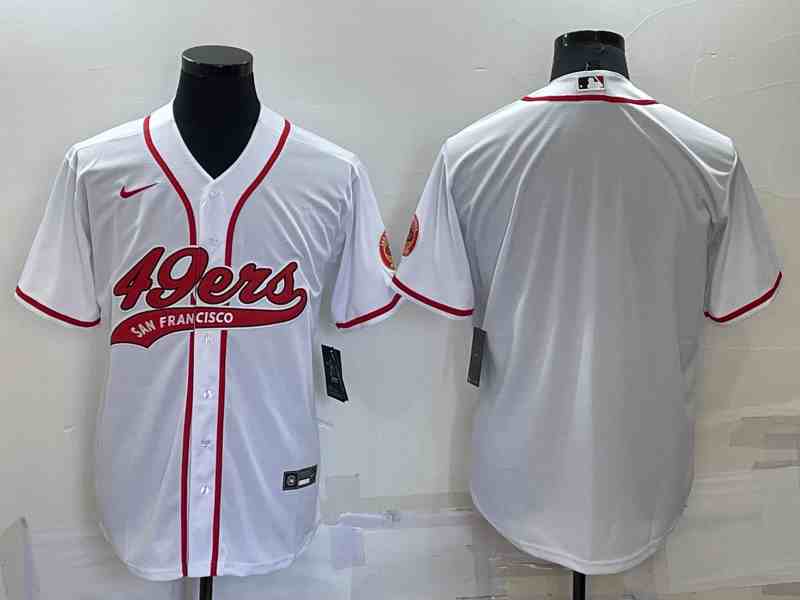 Men's San Francisco 49ers Blank White Baseball Cool Base Team Jersey