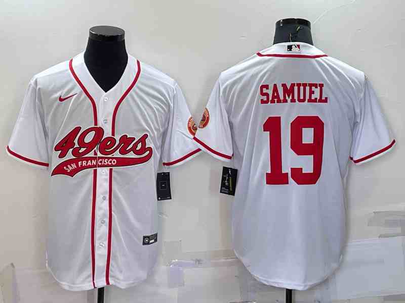 Men's San Francisco 49ers #19 Deebo Samuel White Baseball Cool Base Jersey