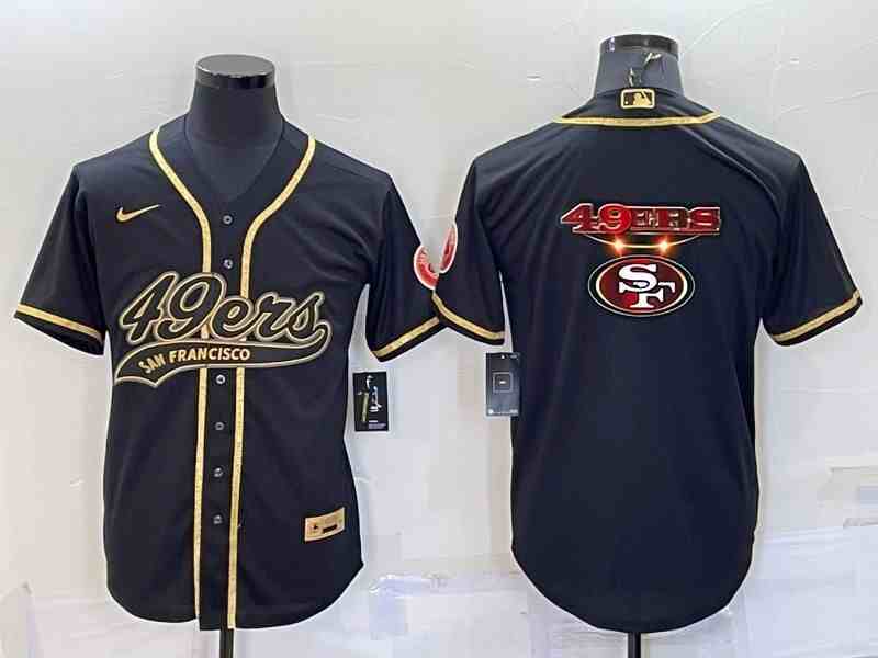 Men's San Francisco 49ers Blank Black Gold With Patch Cool Base Stitched Baseball Jersey
