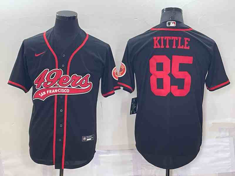 Men's San Francisco 49ers #85 George Kittle Black Baseball Cool Base Jersey