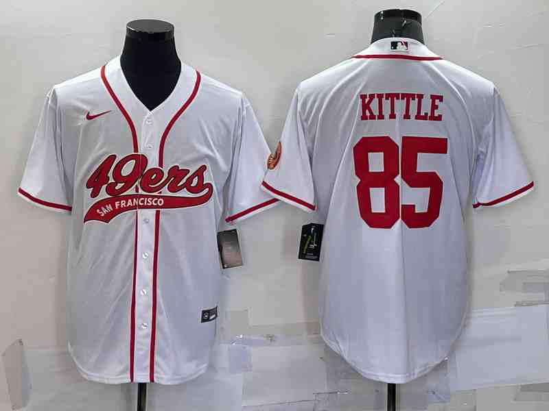 Men's San Francisco 49ers #85 George Kittle White Baseball Cool Base Jersey