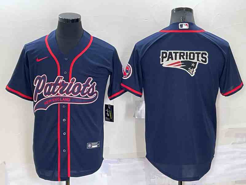 Men's New England Patriots #10 Mac Jones Navy Blue Team Big Logo With Patch Cool Base Stitched Baseball Jersey