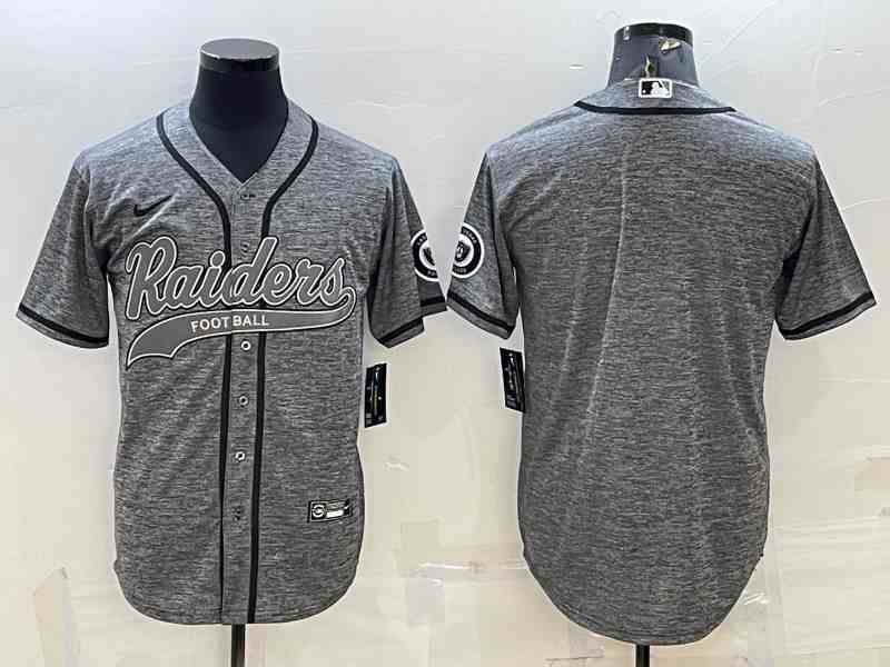 Men's Las Vegas Raiders Blank Grey With Patch Cool Base Stitched Baseball Jersey